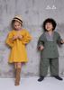 ĐẦM VÀNG TRẺ EM NỮ, LINEN VÀNG, TAY DÀI. TIÊU CHUẨN HÀNG NHẬT