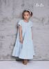 ĐẦM XANH TRẺ EM NỮ, LINEN ,  TAY NGẮN, TIÊU CHUẨN HÀNG NHẬT