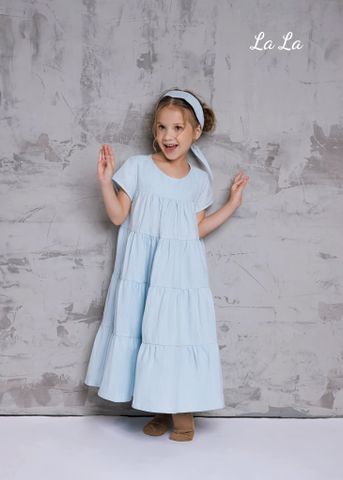 ĐẦM XANH TRẺ EM NỮ, LINEN ,  TAY NGẮN, TIÊU CHUẨN HÀNG NHẬT