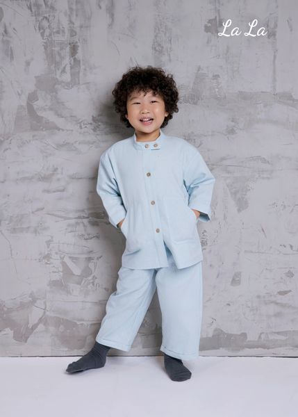 SET BỘ LINEN XANH ,TRẺ EM NAM, TAY DÀI, QUẦN DÀI , TIÊU CHUẨN HÀNG XUẤT NHẬT