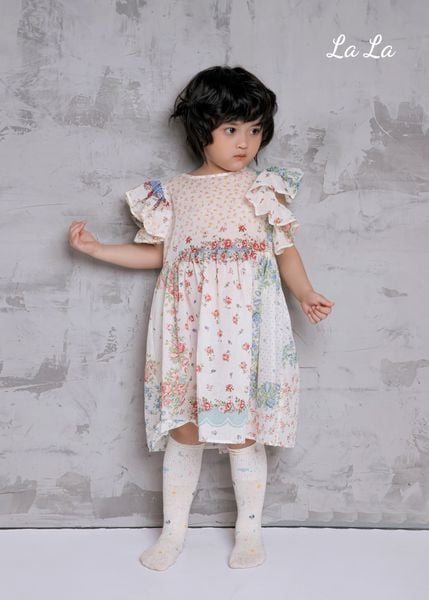 ĐẦM XOÈ HOA TRẺ EM NỮ, COTTON 100%, TIÊU CHUẨN HÀNG XUẤT NHẬT