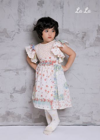 ĐẦM XOÈ HOA TRẺ EM NỮ, COTTON 100%, TIÊU CHUẨN HÀNG XUẤT NHẬT