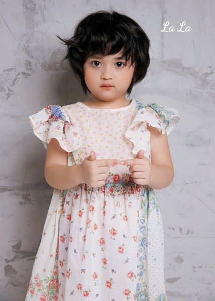 ĐẦM XOÈ HOA TRẺ EM NỮ, COTTON 100%, TIÊU CHUẨN HÀNG XUẤT NHẬT