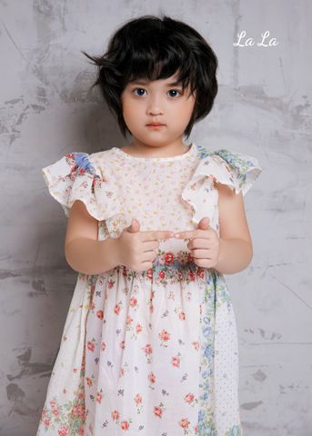 ĐẦM XOÈ HOA TRẺ EM NỮ, COTTON 100%, TIÊU CHUẨN HÀNG XUẤT NHẬT