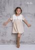 ĐẦM KEM LINEN, CỔ TRẮNG, TRẼ EM, TAY SÁT NÁCH, TIÊU CHUẨN HÀNG XUẤT NHẬT