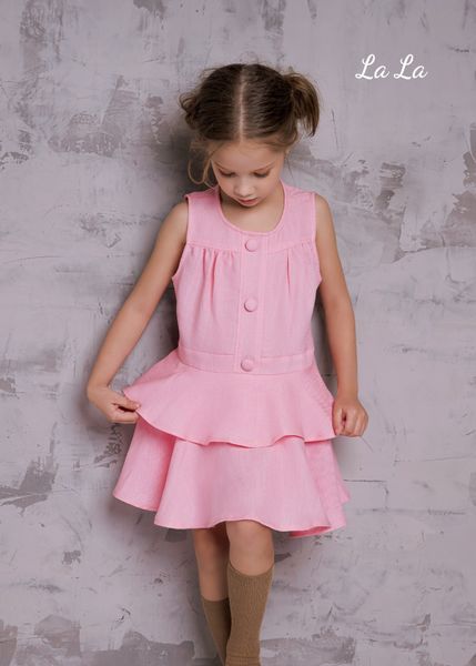 ĐẦM HỒNG XOÈ, TRẺ EM NỮ, LINEN, TIÊU CHUẨN HÀNG XUẤT NHẬT