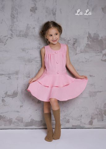 ĐẦM HỒNG XOÈ, TRẺ EM NỮ, LINEN, TIÊU CHUẨN HÀNG XUẤT NHẬT