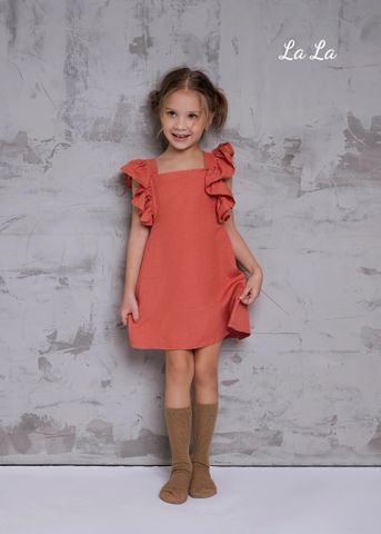 ĐẦM CAM XOÈ,BÈO, LƯNG DÂY CHÉO, TRẺ EM NỮ, LINEN, TIÊU CHUẨN HÀNG XUẤT NHẬT