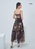 ĐẦM HOA 2 DÂY LA MỘC, DÁNG DÀI XÒE, CHIFFON KOREA