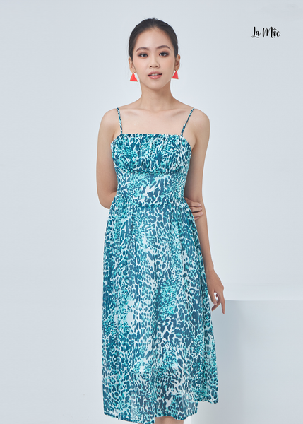 ĐẦM MAXI HOẠ TIẾT DA BEO XANH 2 DÂY MAXIVIC