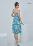 ĐẦM MAXI HOẠ TIẾT DA BEO XANH 2 DÂY LA MỘC