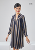 ĐẦM LỤA LA MỘC, KIỀU SƠ MI BÈO CỔ DÁNG BABAY DOLL, KẺ SỌC DỌC.
