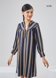 ĐẦM LỤA LA MỘC, KIỀU SƠ MI BÈO CỔ DÁNG BABAY DOLL, KẺ SỌC DỌC.