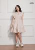 ĐẦM BABY DOLL MÀU KEM LA MỘC, LỤA CREP KOREA. CỔ BẺ, TAY ORGANZA. TÙNG XÒE GIẤU BỤNG