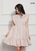 ĐẦM BABY DOLL MÀU KEM LA MỘC, LỤA CREP KOREA. CỔ BẺ, TAY ORGANZA. TÙNG XÒE GIẤU BỤNG
