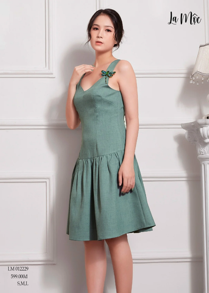 ĐẦM ÔM CHỮ A, CỔ TIM HAI DÂY MAXIVIC, LỤA CREP KOREA