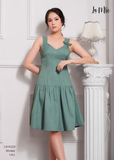ĐẦM ÔM CHỮ A, CỔ TIM HAI DÂY LA MỘC, LỤA CREP KOREA