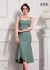 ĐẦM BODY XANH LÁ ĐUÔI CÁ LA MỘC, 2 DÂY,  LỤA CREP KOREA
