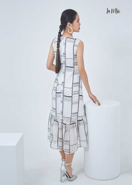 ĐẦM SUÔNG ĐUÔI CÁ MAXIVIC HỌA TIẾT KHUNG, TAY SÁT NÁCH