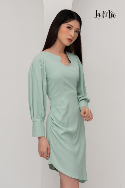 ĐẦM ÔM MAXIVIC XANH NHÚN TAY, CỔ TIM ĐẮP