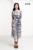 ĐẦM LA MỘC CHIFFON XOẮN EO, CỔ THUYỀN TAY LỬNG