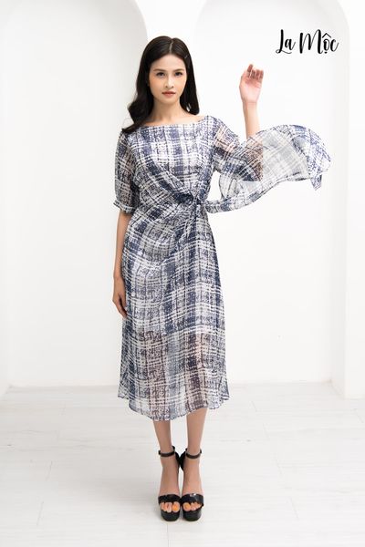 ĐẦM MAXIVIC CHIFFON XOẮN EO, CỔ THUYỀN TAY LỬNG