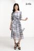 ĐẦM LA MỘC CHIFFON XOẮN EO, CỔ THUYỀN TAY LỬNG