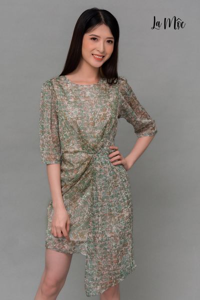 ĐẦM Maxivic HOẠ TIẾT XANH, HỒNG, XẾP EO