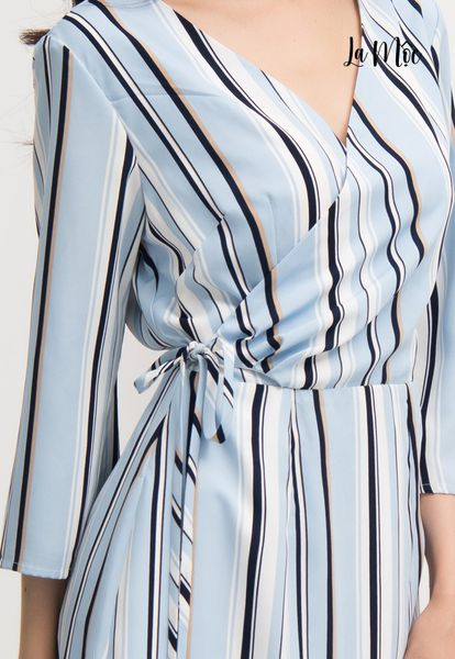 ĐẦM ÔM MAXIVIC CỔ KIỂU ĐẮP CHÉO, HỌA TIẾT SỌC DÀI