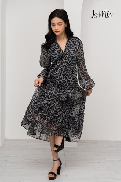 ĐẦM MAXIVIC HOẠ TIẾT DA BÁO, TAY PHỒNG