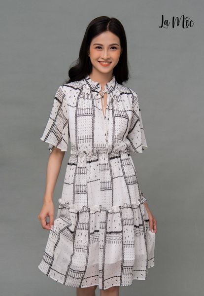 ĐẦM DÁNG XÒE BABYDOLL MAXIVIC, CỔ TRỤ CỘT DÂY