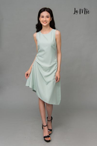 ĐẦM MAXIVIC XANH, CỔ TRÒN, XẾP SƯỚN PHẢI