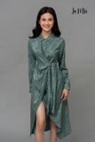 ĐẦM SƠ MI LA MỘC XANH HOẠ TIẾT GẤM
