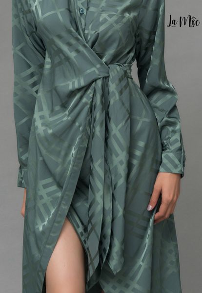 ĐẦM SƠ MI MAXIVIC XANH HOẠ TIẾT GẤM