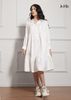 ĐẦM BABY DOLL MÀU KEM LA MỘC, SATIN LỤA KOREA, TAY DÀI