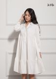 ĐẦM BABY DOLL MÀU KEM LA MỘC, SATIN LỤA KOREA, TAY DÀI