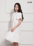 ĐẦM BABY DOLL TRẮNG LA MỘC, LỤA CREP KOREA, TAY LOE, TÙNG XÒE NHÚN BÈO, GIẤU BỤNG