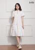 ĐẦM BABY DOLL TRẮNG LA MỘC, LỤA CREP KOREA, TAY LOE, TÙNG XÒE NHÚN BÈO, GIẤU BỤNG