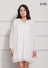 ĐẦM BABY DOLL TRẮNG LA MỘC, LỤA CREP KOREA KẾT HỢP CHIFFON, TAY DÀI, CỔ BÈO, TÙNG XÒE GIẤU BỤNG