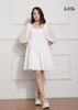 ĐẦM BABY DOLL TRẮNG LA MỘC, LỤA CREP KOREA, TAY LỬNG, TÙNG NHÚN GIẤU BỤNG