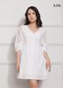 ĐẦM ÔM LA MỘC, LỤA CREP KOREA KẾT HỢP CHIFFON, CỔ TIM, TAY NHÚN, CHÍT BEN NGƯỢC