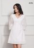 ĐẦM ÔM LA MỘC, LỤA CREP KOREA KẾT HỢP CHIFFON, CỔ TIM, TAY NHÚN, CHÍT BEN NGƯỢC