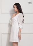 ĐẦM ÔM LA MỘC, LỤA CREP KOREA KẾT HỢP CHIFFON, CỔ TIM, TAY NHÚN, CHÍT BEN NGƯỢC