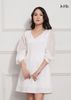 ĐẦM ÔM LA MỘC, LỤA CREP KOREA KẾT HỢP CHIFFON, CỔ TIM, TAY NHÚN, CHÍT BEN NGƯỢC
