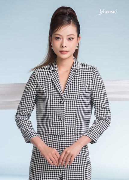 SET VEST CROPTOP GINGHAM TRẮNG ĐEN