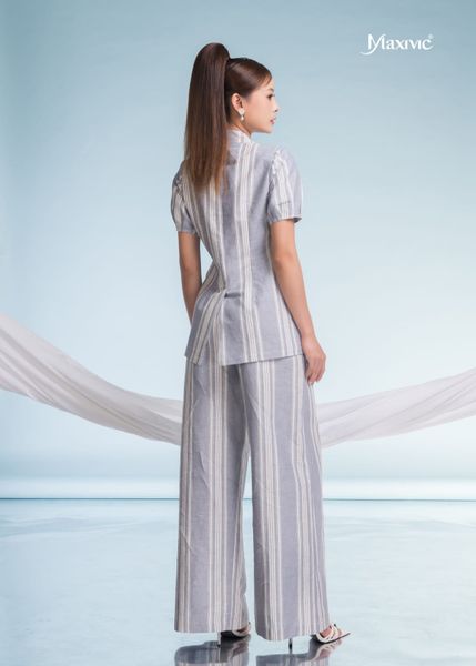 SET VEST LINEN BỐ SỌC XANH MAXIVIC