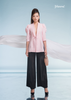 SET VEST ÁO CREP HỒNG TAY PHỒNG QUẦN ỐNG SUÔNG ĐEN LỤA CREP CÁCH ĐIỆU PHẦN GỐI PHỐI ORGANZA