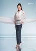 SET ÁO ORGANZA TRẮNG Ô VUÔNG QUẦN COTTON LỤA CARO XANH XÁM