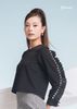 SET ÁO ĐEN TAY VÂY CÁ - QUẦN LƯNG LIỀN CARO TRẮNG ĐEN