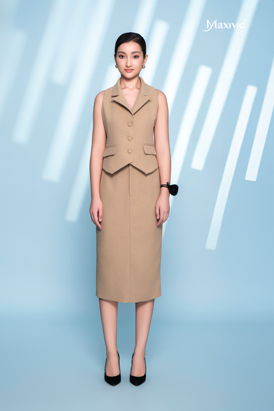 Áo gile bố kem Maxivic